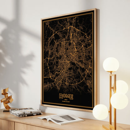 Rome Phosphor Map Poster - Amber CRT