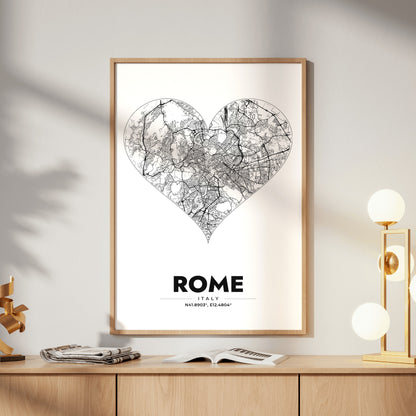 Rome Heart Map Poster
