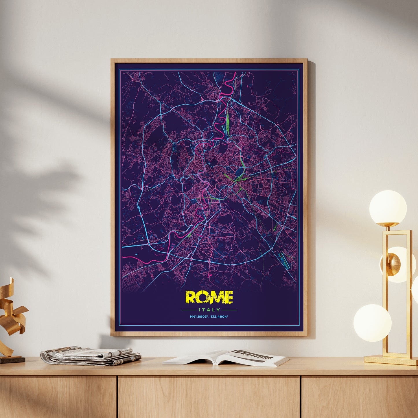 Rome Cyberpunk Map Poster