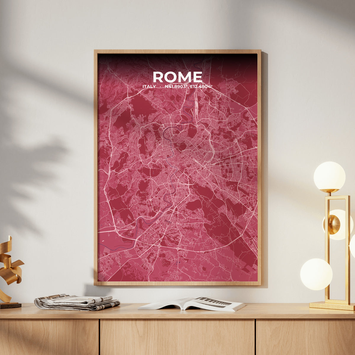 Rome Scarlet Map Poster