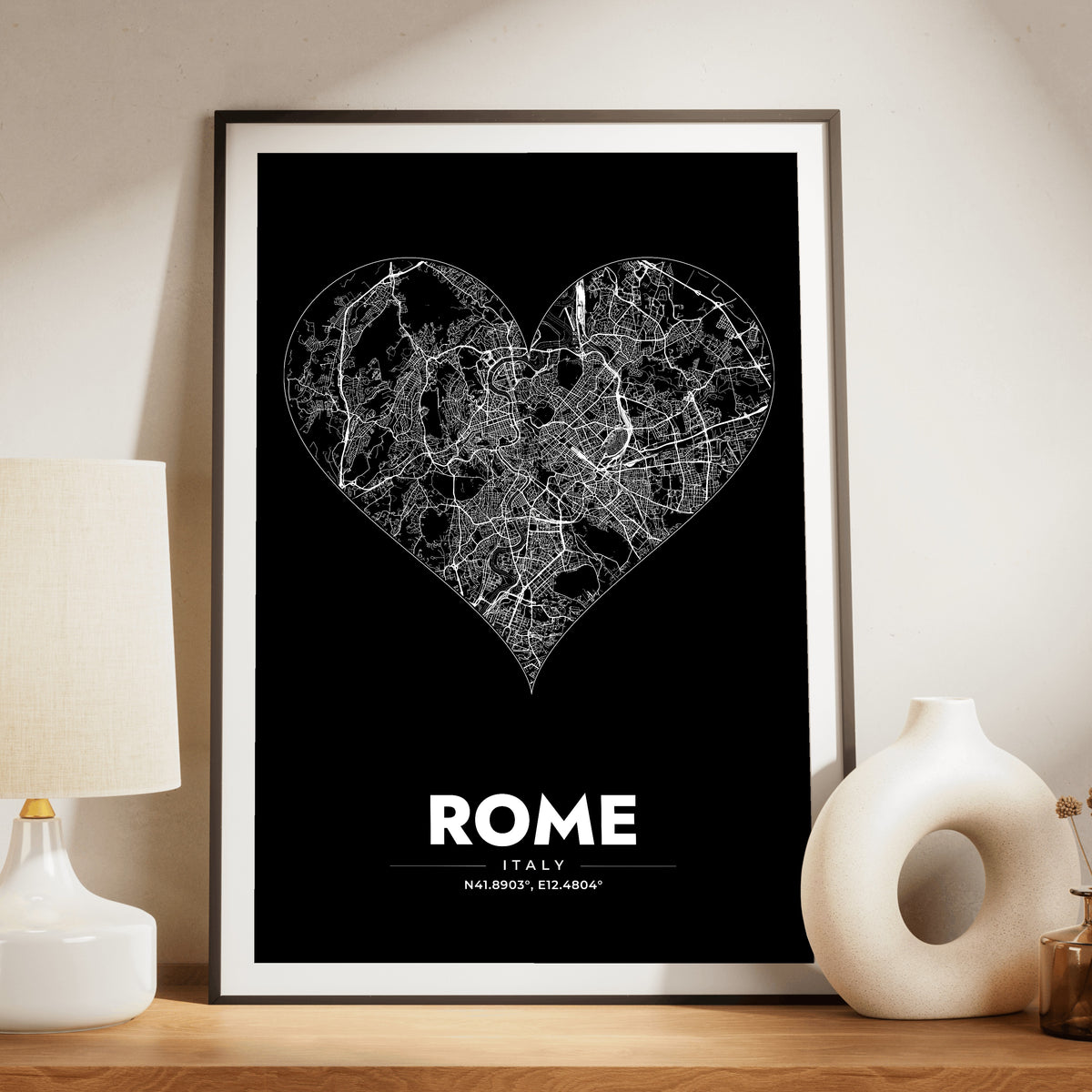 Rome Heart Map Poster