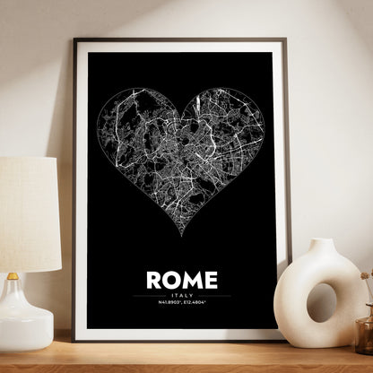 Rome Heart Map Poster