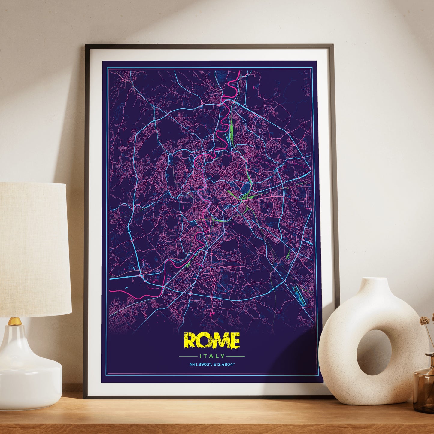 Rome Cyberpunk Map Poster