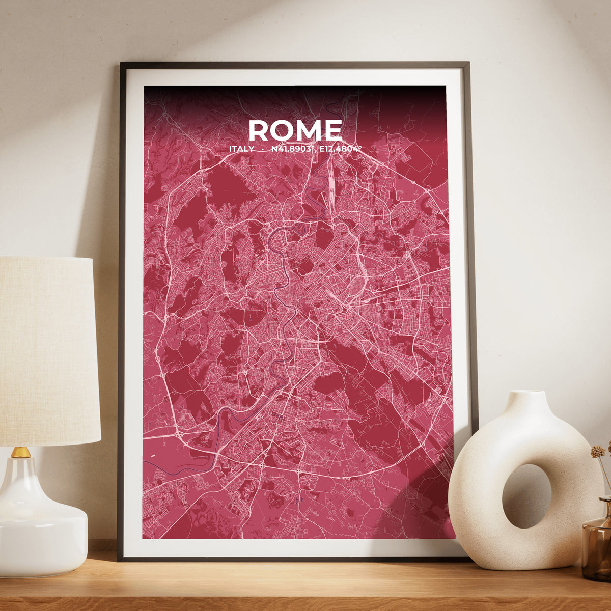 Rome Scarlet Map Poster