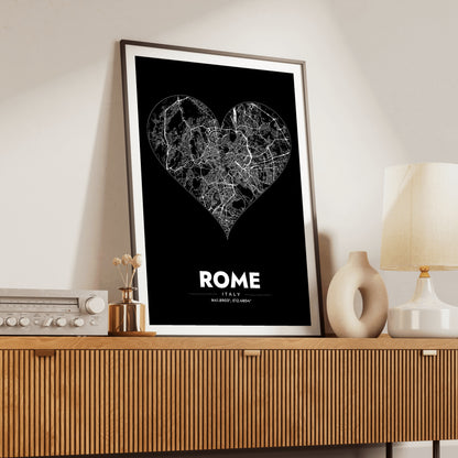 Rome Heart Map Poster