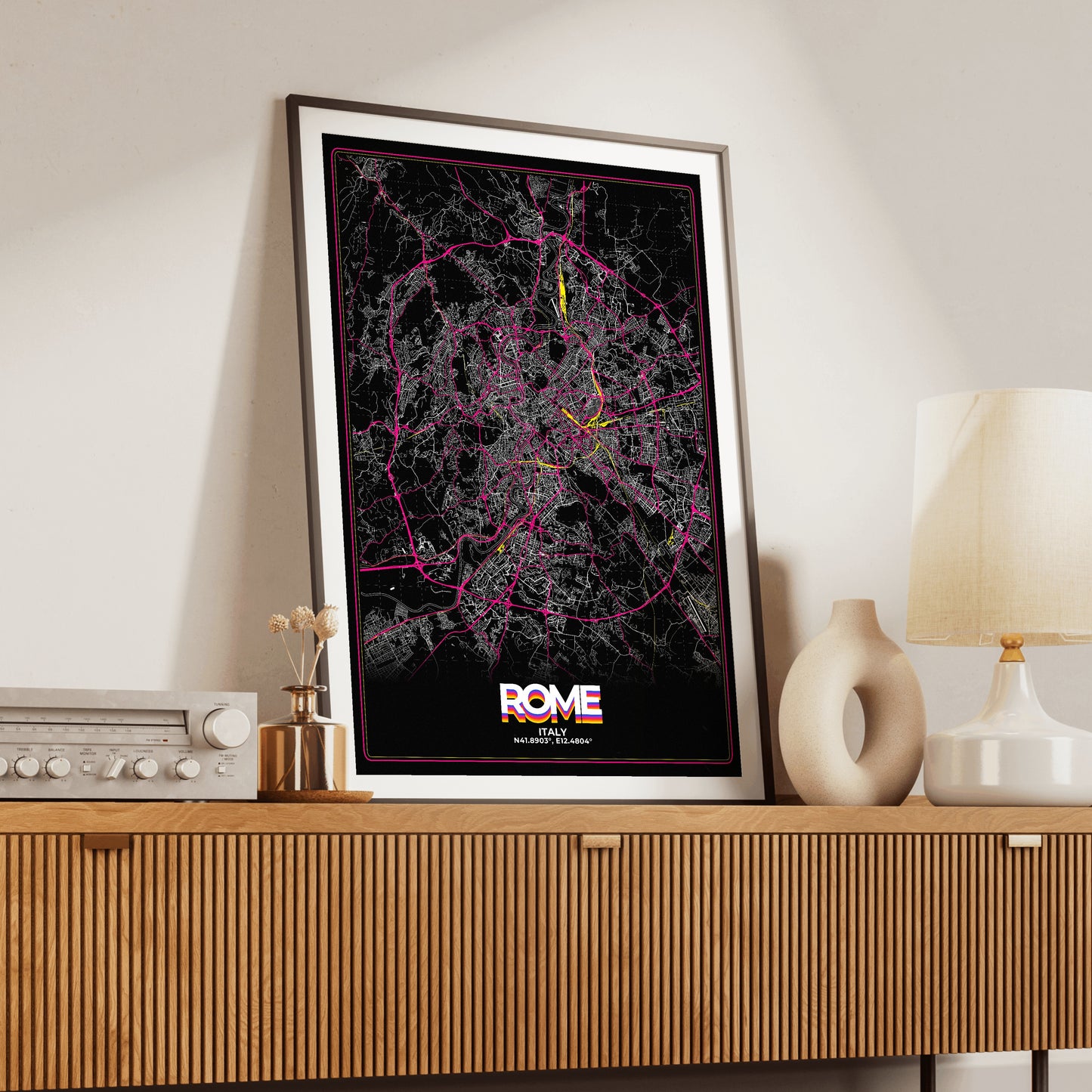 Rome Retro Map Poster