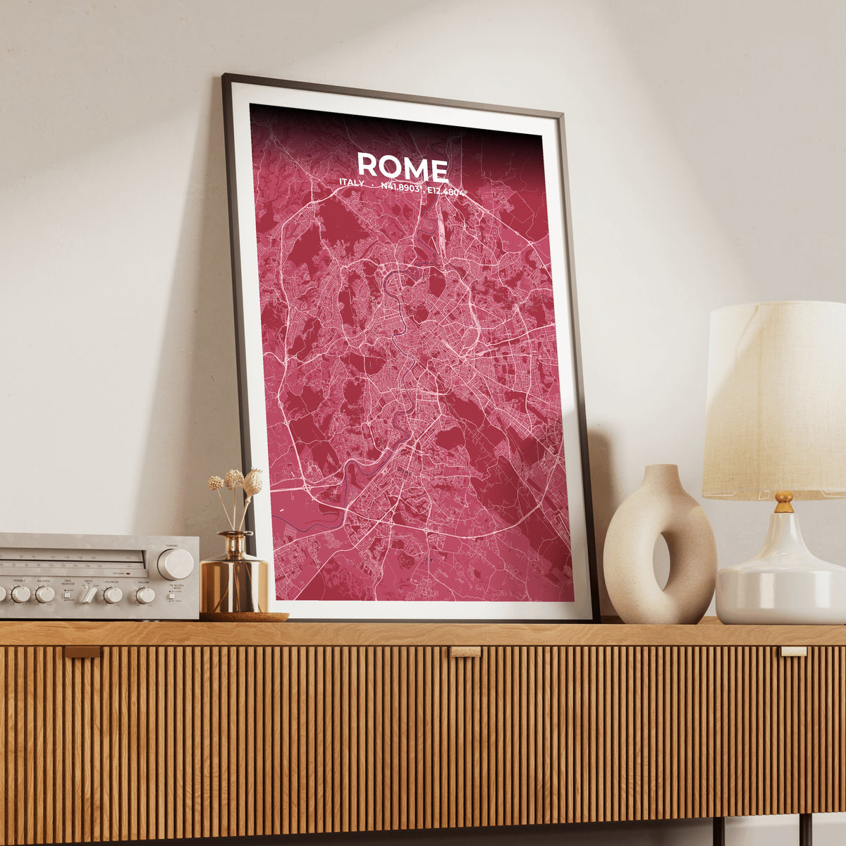 Rome Scarlet Map Poster