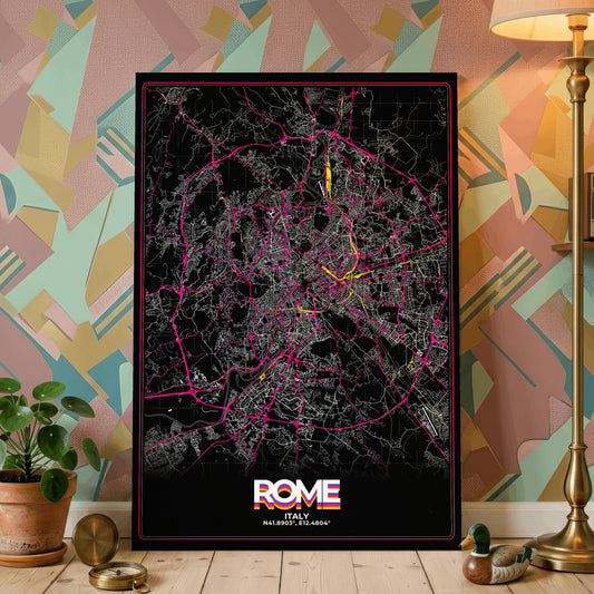 Rome Retro Map Poster