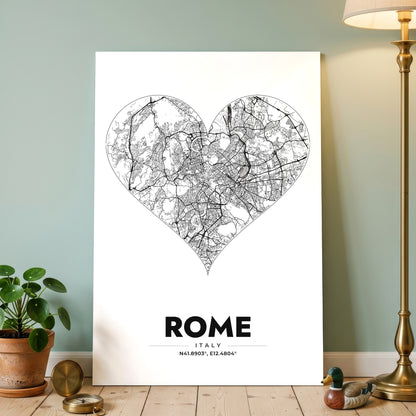 Rome Heart Map Poster