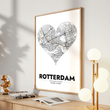 Rotterdam Heart Map Poster