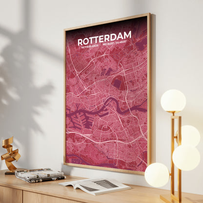 Rotterdam Scarlet Map Poster