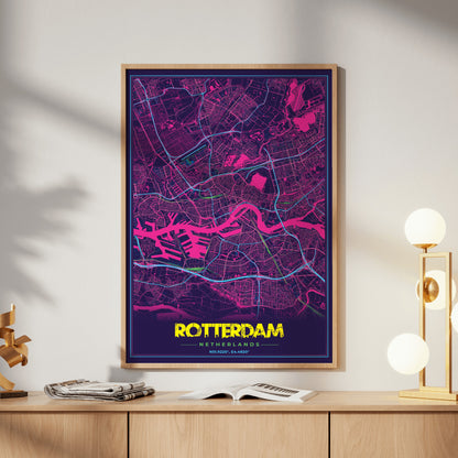 Rotterdam Cyberpunk Map Poster