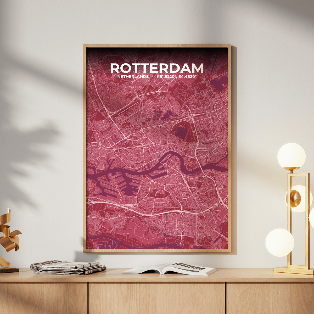Rotterdam Scarlet Map Poster