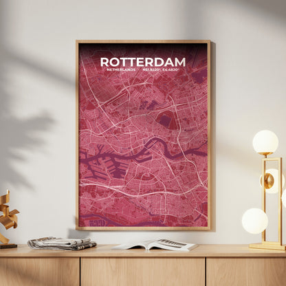 Rotterdam Scarlet Map Poster