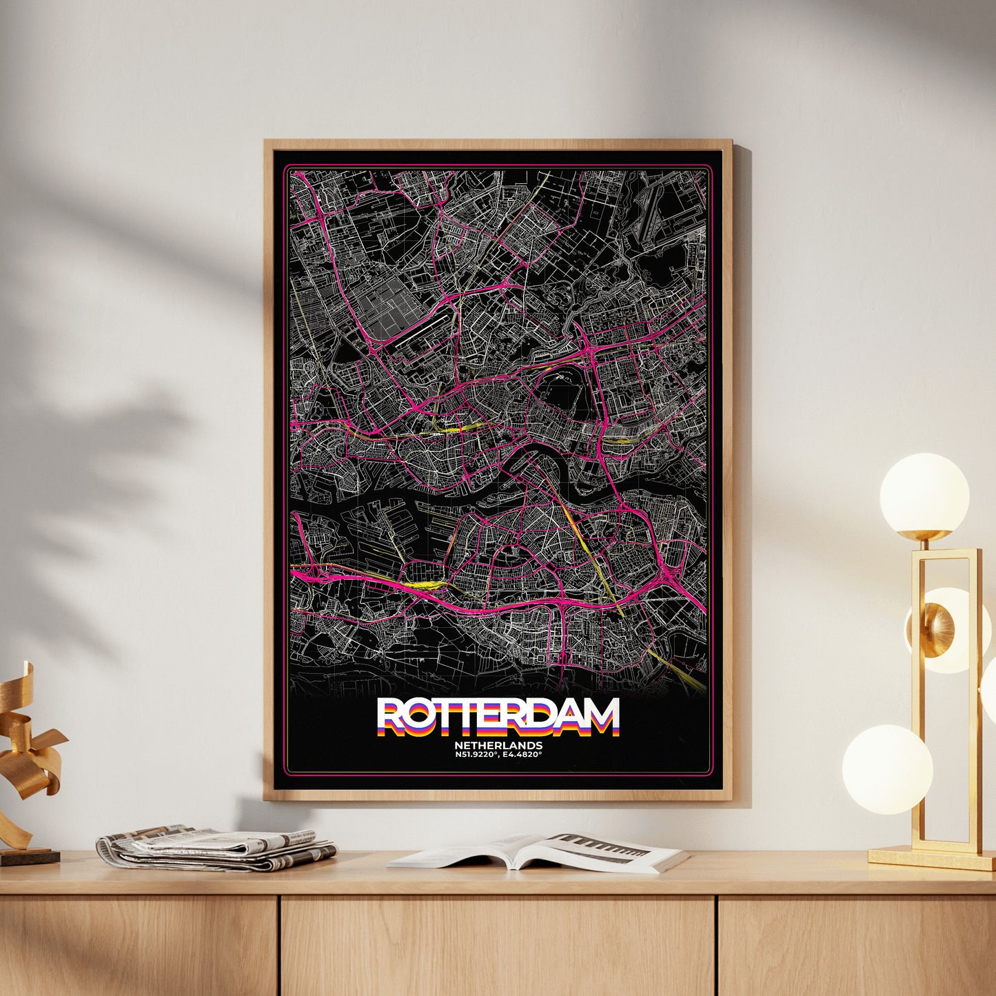 Rotterdam Retro Map Poster