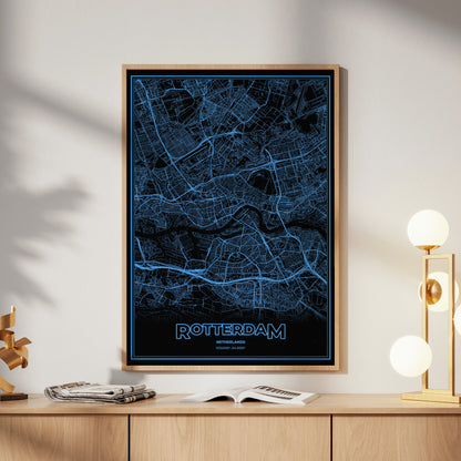 Rotterdam Phosphor Map Poster - IBM Blue