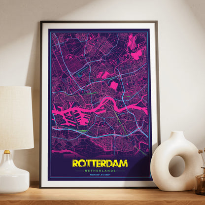 Rotterdam Cyberpunk Map Poster