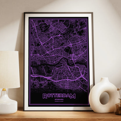 Rotterdam Phosphor Map Poster - EGA Violet