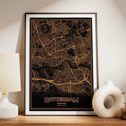 Rotterdam Phosphor Map Poster - Amber CRT