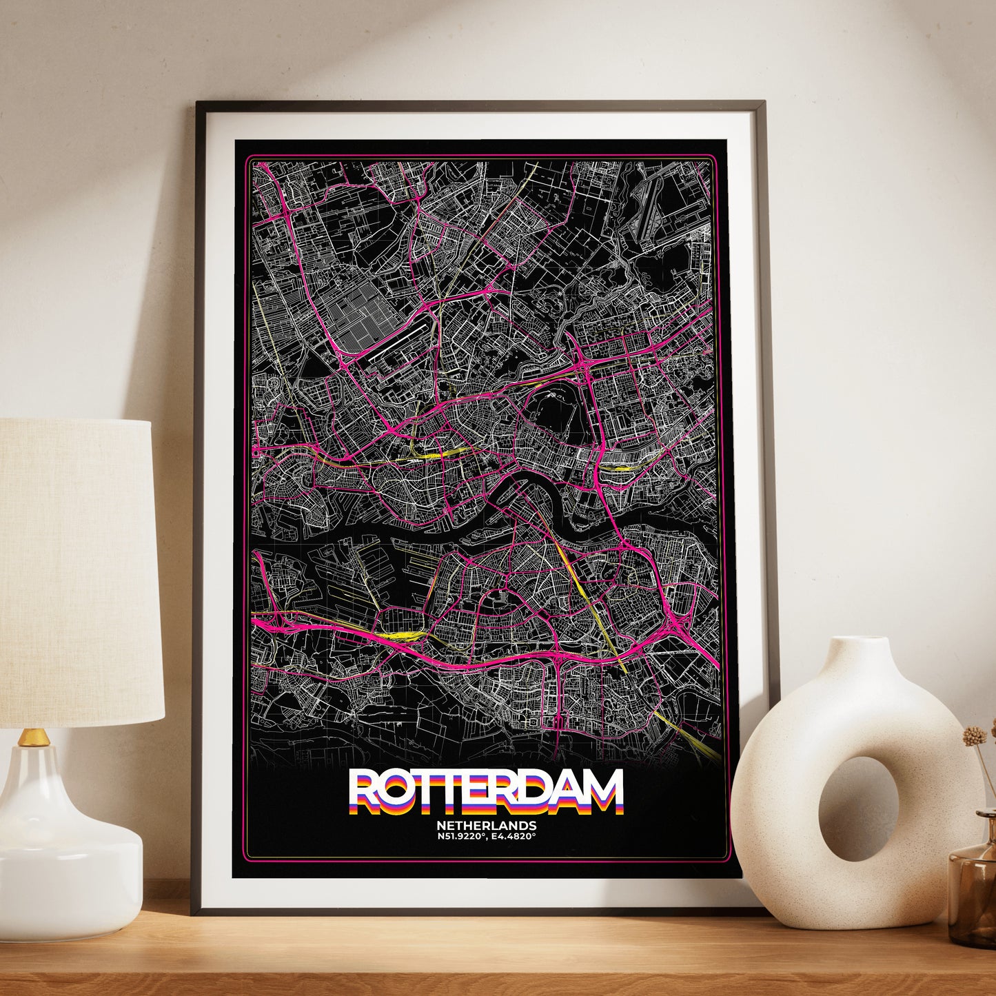 Rotterdam Retro Map Poster