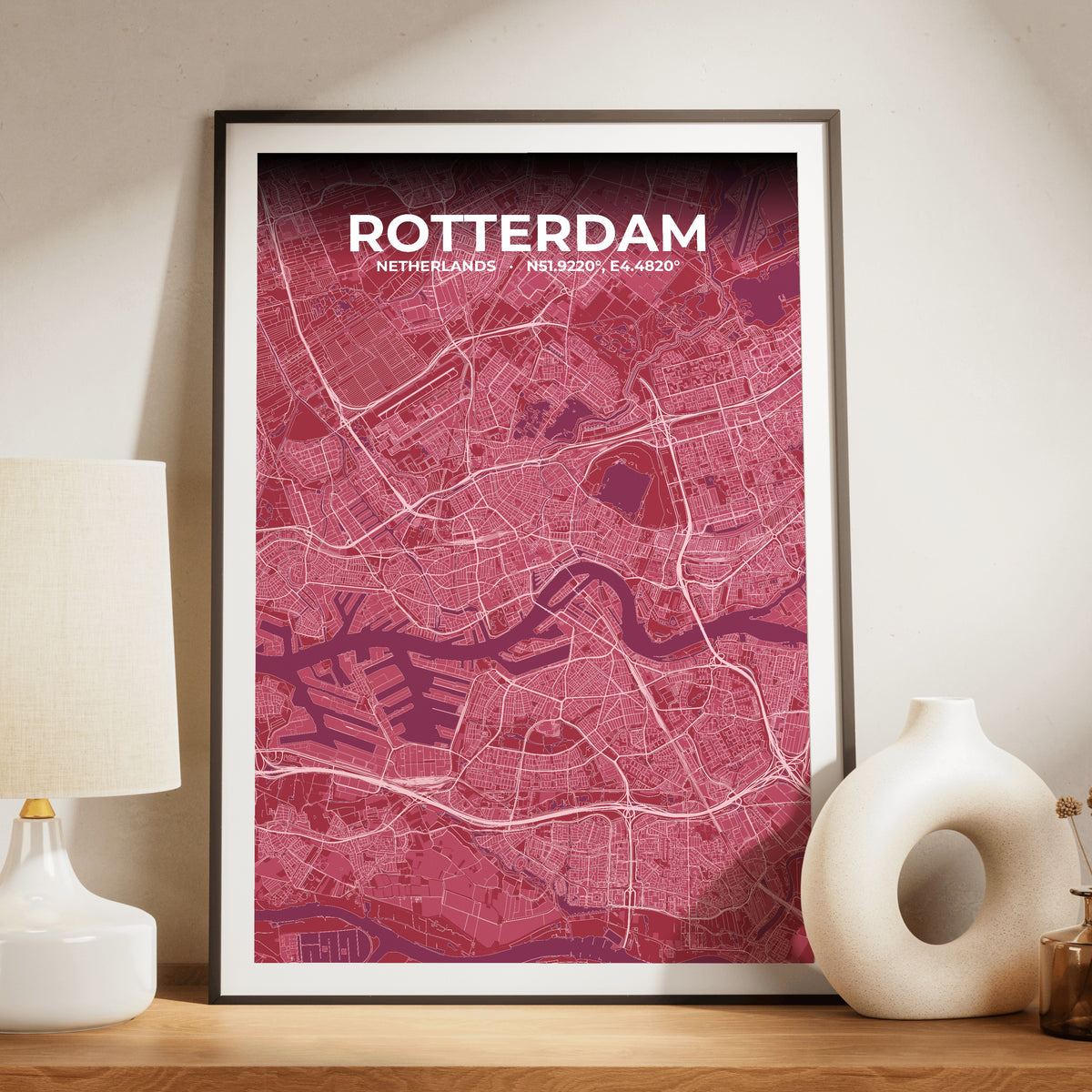Rotterdam Scarlet Map Poster