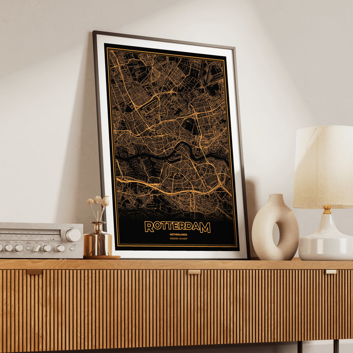 Rotterdam Phosphor Map Poster - Amber CRT