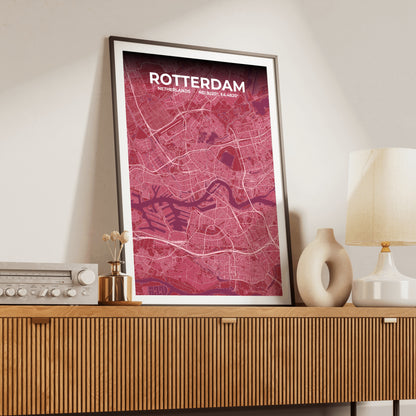 Rotterdam Scarlet Map Poster