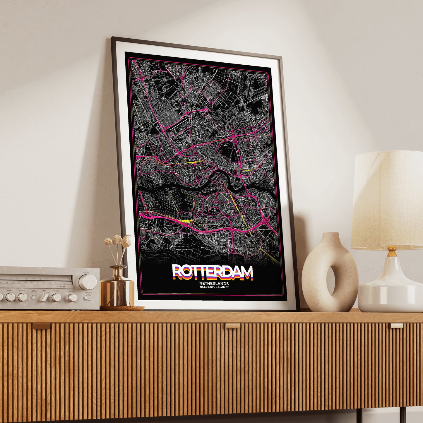 Rotterdam Retro Map Poster