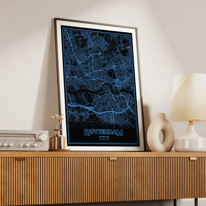 Rotterdam Phosphor Map Poster - IBM Blue