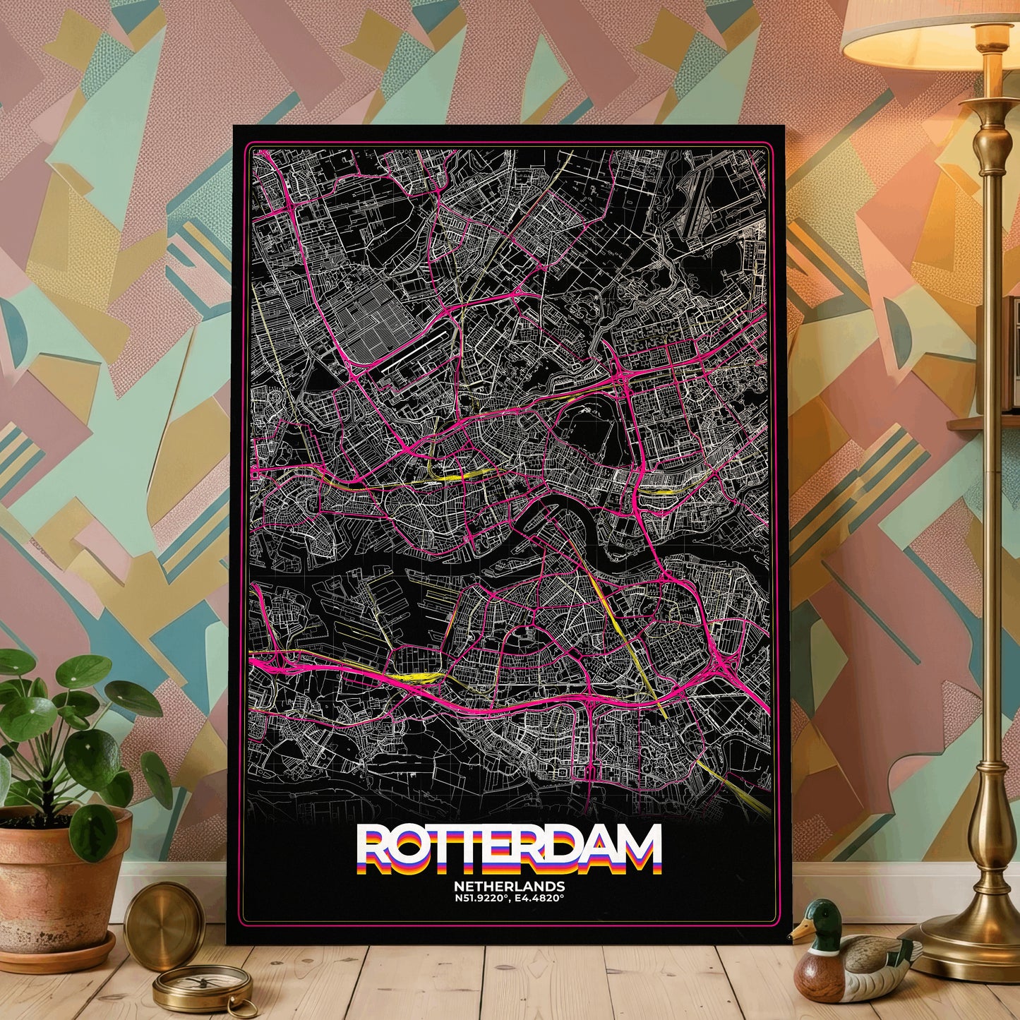 Rotterdam Retro Map Poster