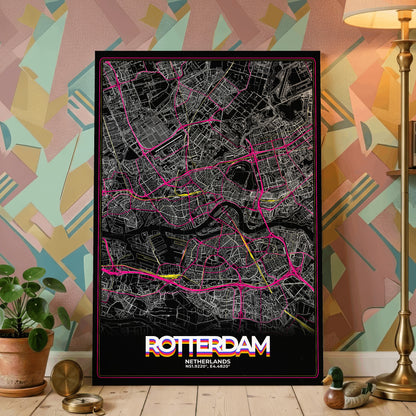 Rotterdam Retro Map Poster