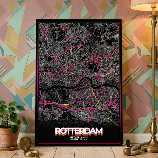 Rotterdam Retro Map Poster