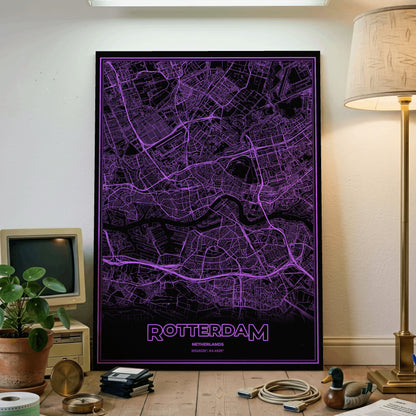 Rotterdam Phosphor Map Poster - EGA Violet