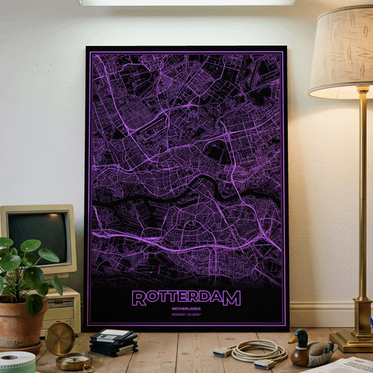 Rotterdam Phosphor Map Poster - EGA Violet