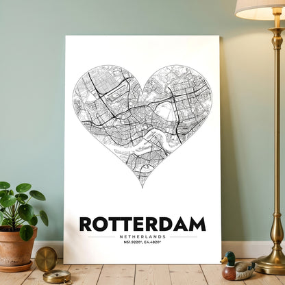 Rotterdam Heart Map Poster