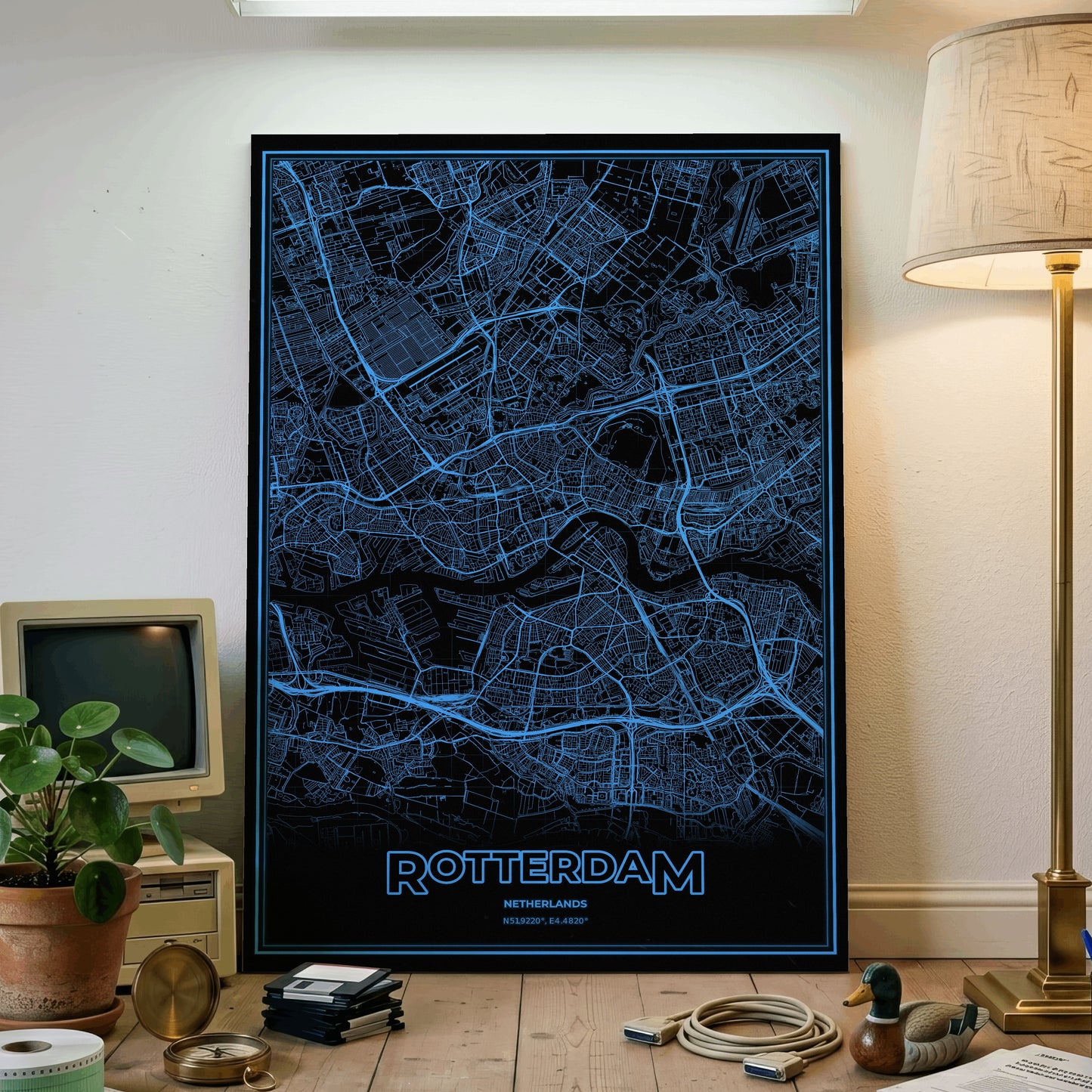 Rotterdam Phosphor Map Poster - IBM Blue