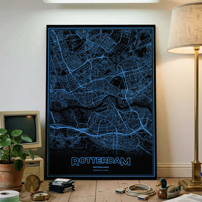 Rotterdam Phosphor Map Poster - IBM Blue
