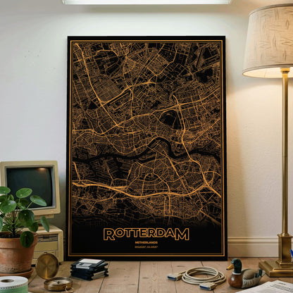 Rotterdam Phosphor Map Poster - Amber CRT