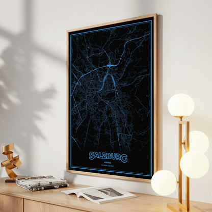 Salzburg Phosphor Map Poster - IBM Blue