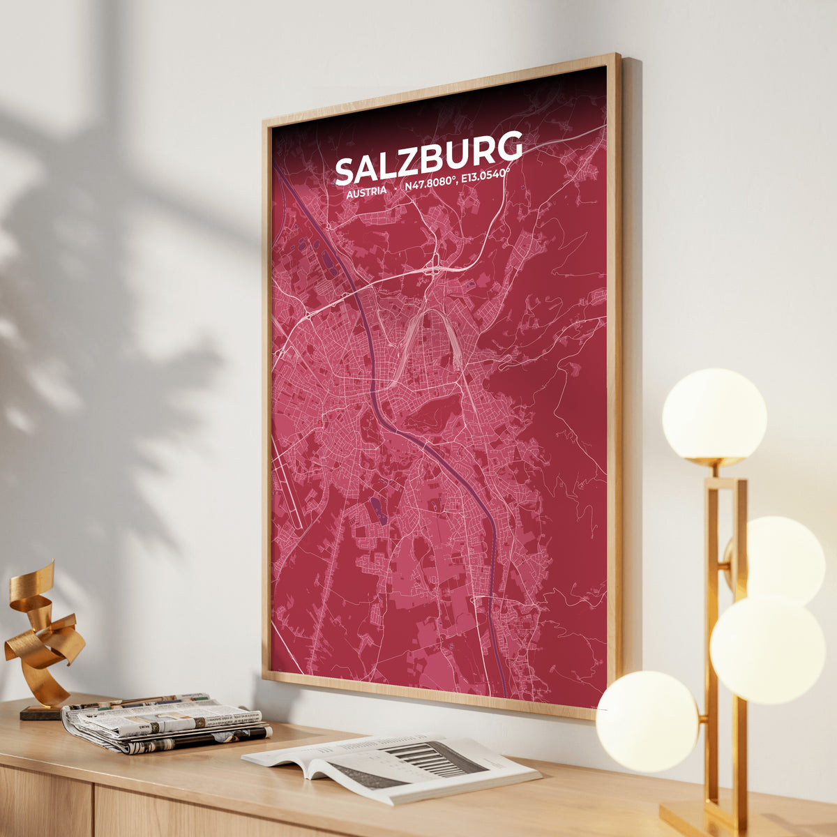 Salzburg Scarlet Map Poster