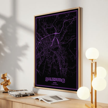 Salzburg Phosphor Map Poster - EGA Violet