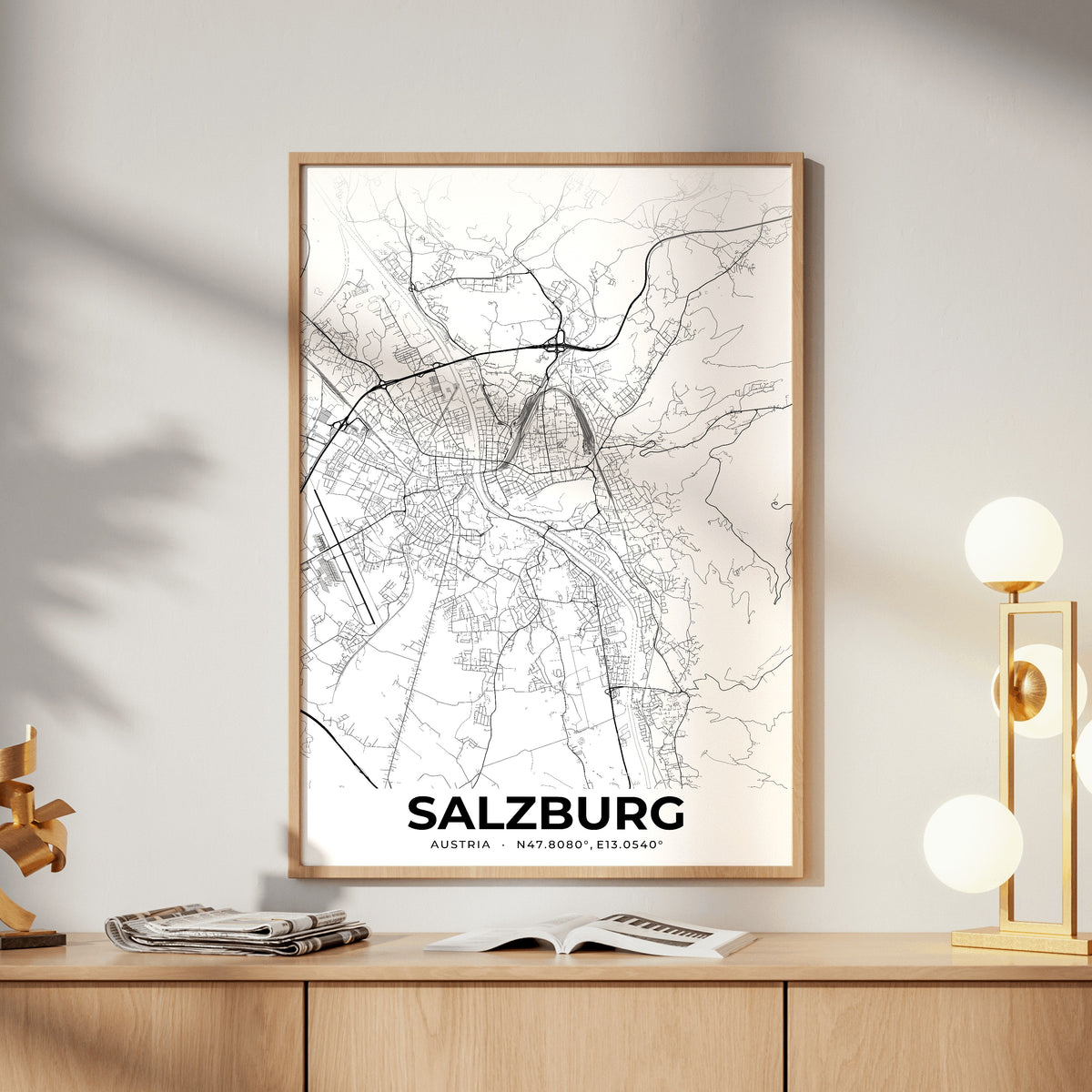 Salzburg Elegant Map Poster