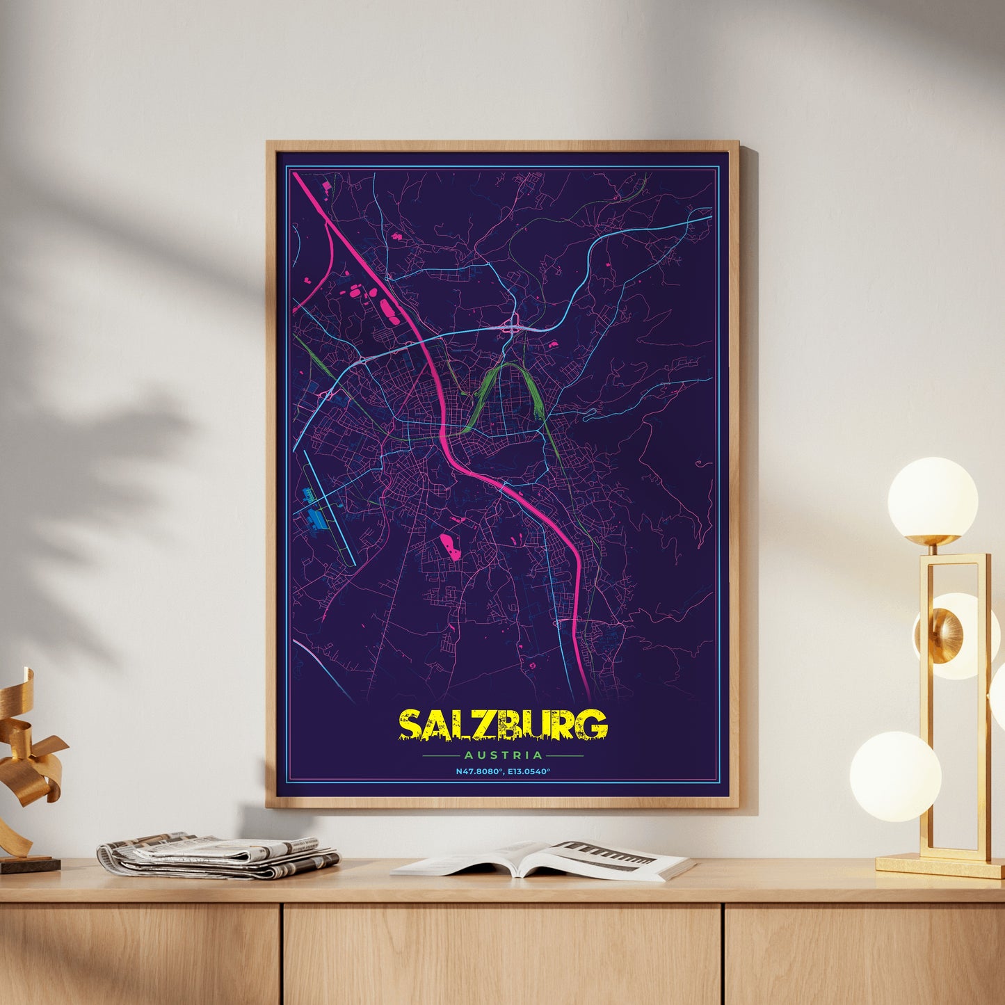 Salzburg Cyberpunk Map Poster