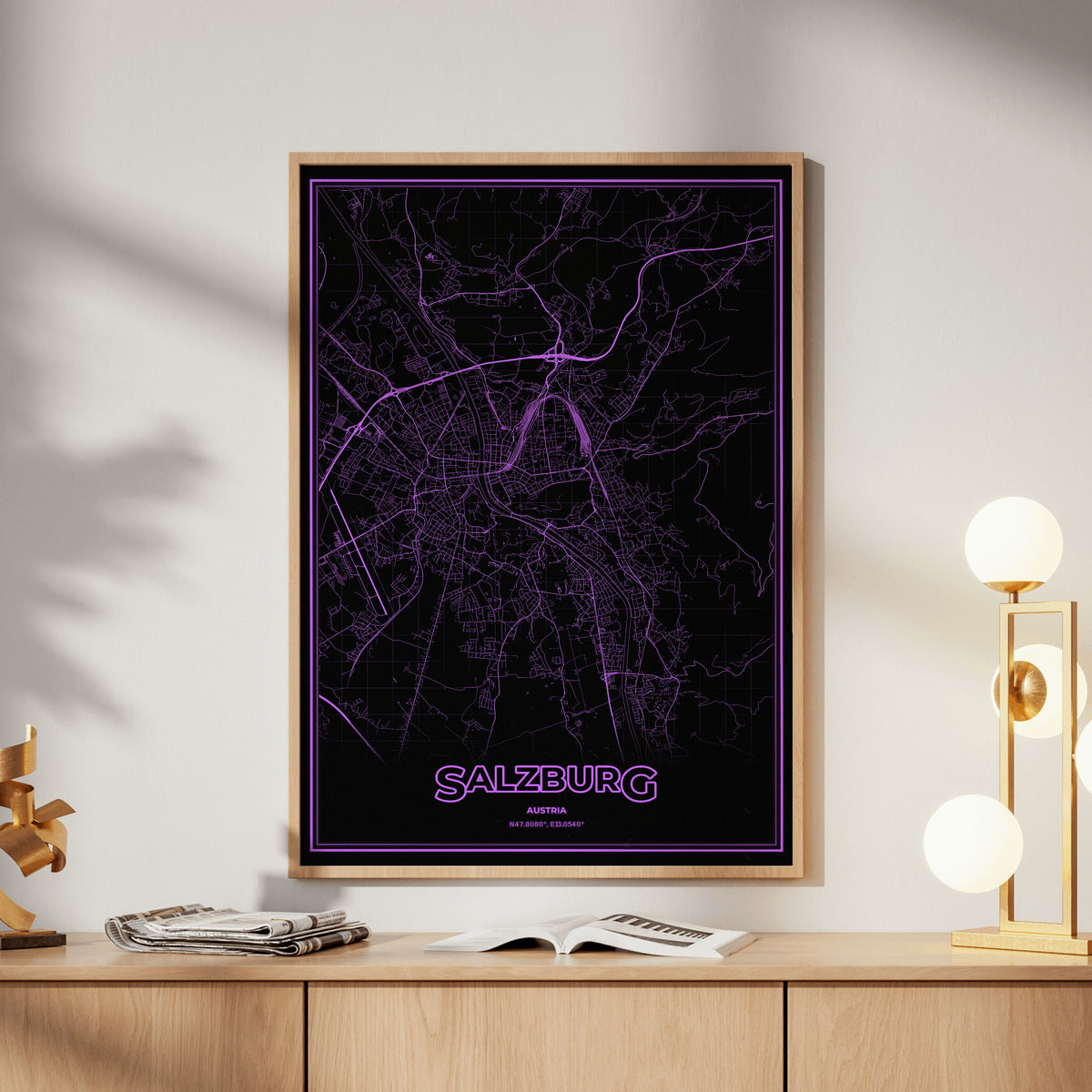 Salzburg Phosphor Map Poster - EGA Violet