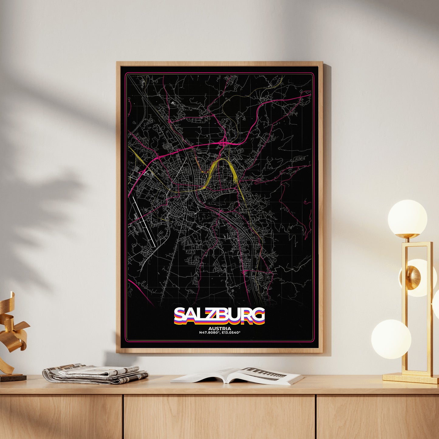 Salzburg Retro Map Poster