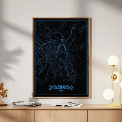 Salzburg Phosphor Map Poster - IBM Blue
