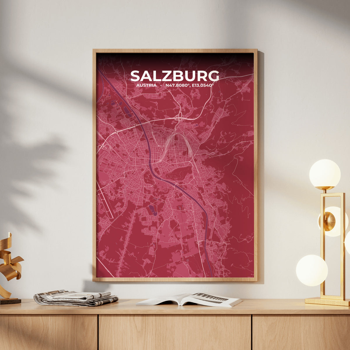 Salzburg Scarlet Map Poster