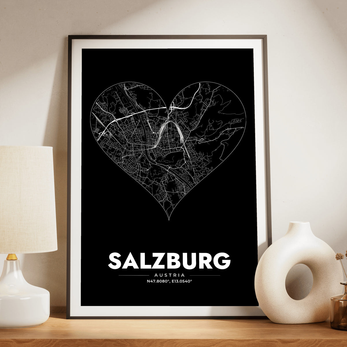Salzburg Heart Map Poster