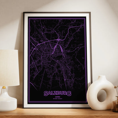 Salzburg Phosphor Map Poster - EGA Violet