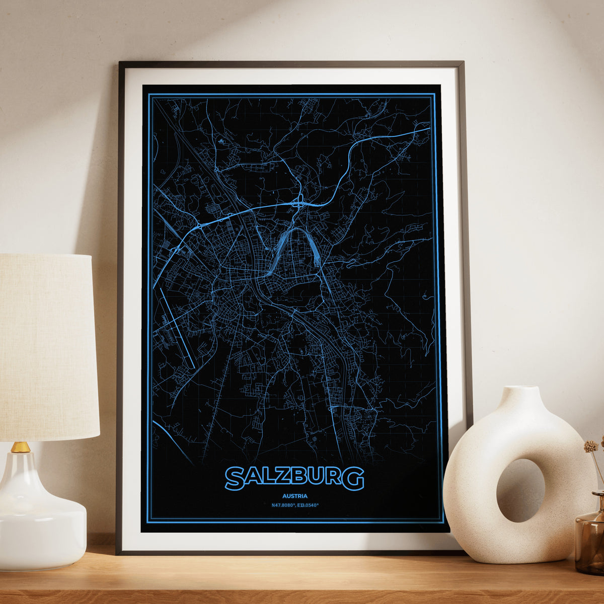 Salzburg Phosphor Map Poster - IBM Blue